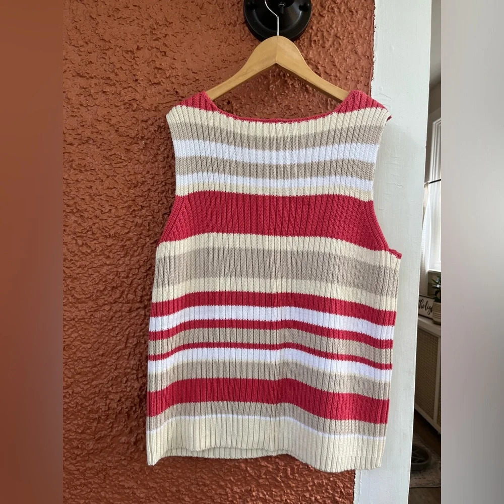 SUSQUEHANNA TRAIL OUTFITTERS Women’s Tank Top Sweater Size M 100% Cotton Stripe - Picture 2 of 5